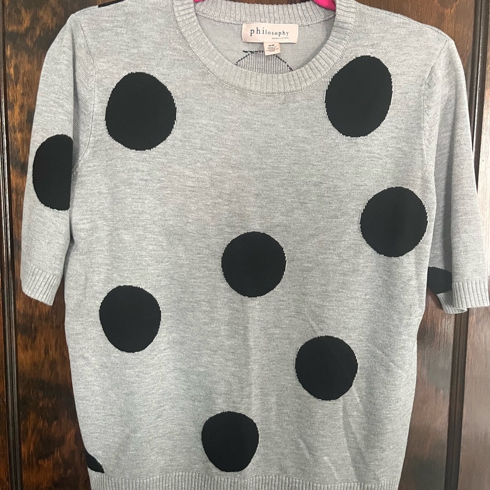 Philosophy Gray Knit Top with Black Accents